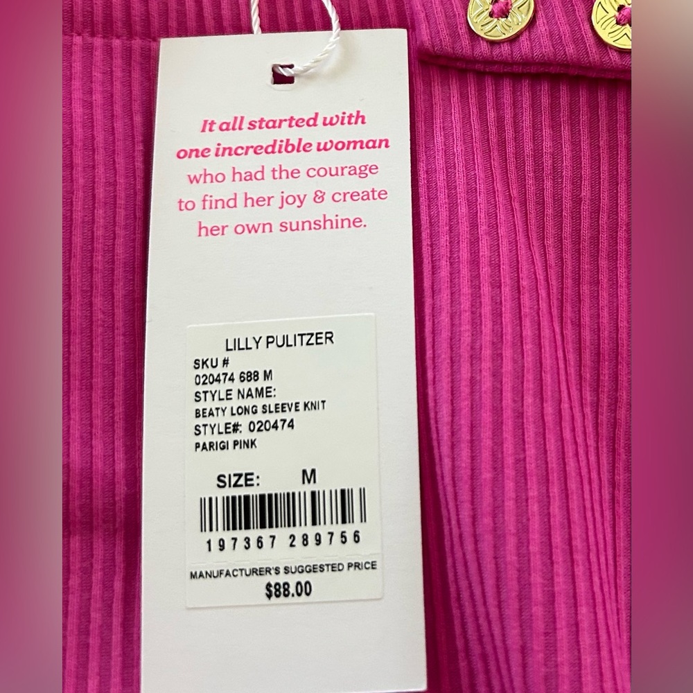 NWT GORGEOUS Lilly Pulitzer Beaty Pink Square Neck Sweater, CURRENT STYLE - Picture 9 of 15